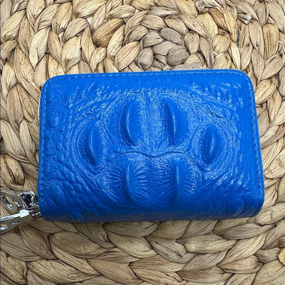 Blue Crocodile Embossed Double Zip Wallet NWOT